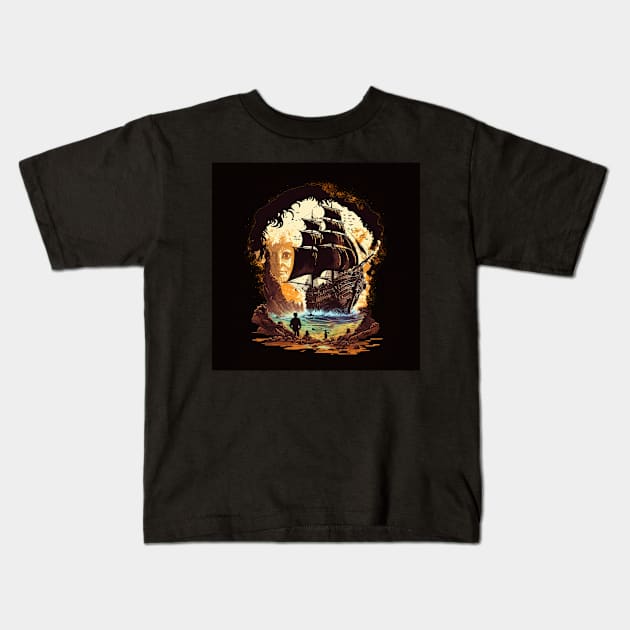 Pirate Ship - the goonies Kids T-Shirt by Buff Geeks Art